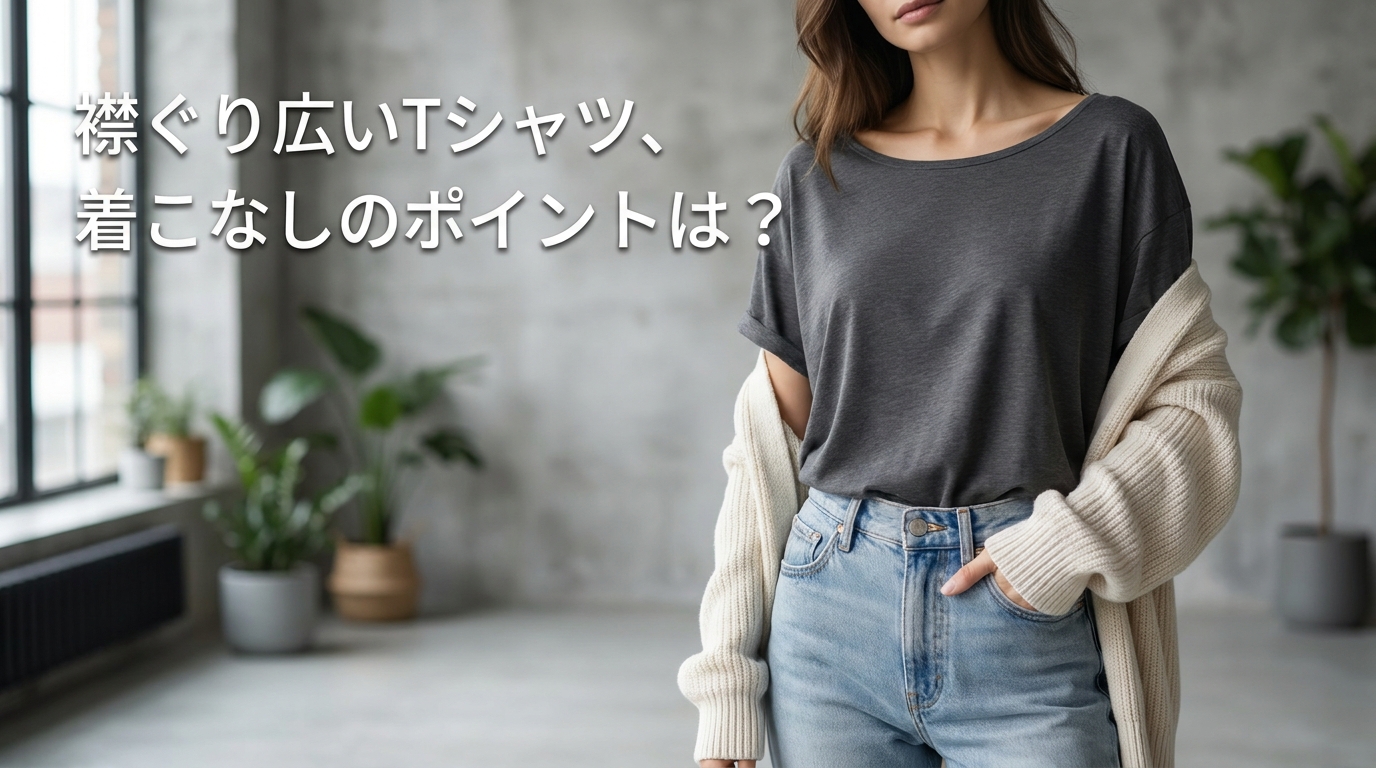 襟ぐり広いTシャツ、着こなしのポイントは？