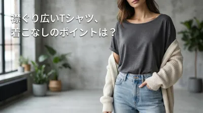 襟ぐり広いTシャツ、着こなしのポイントは？