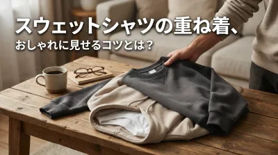 スウェットシャツの重ね着、おしゃれに見せるコツとは？