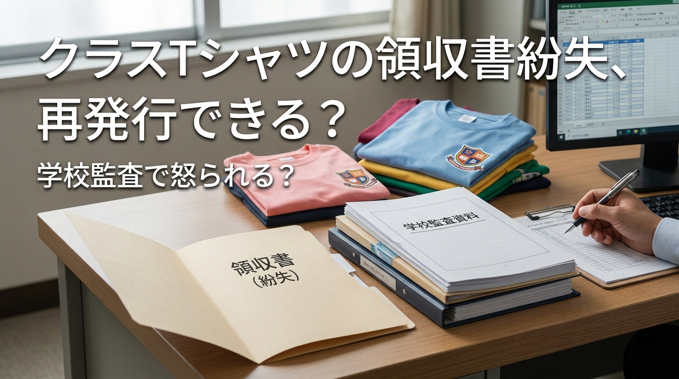 クラスTシャツの領収書紛失、再発行できる?学校監査で怒られる?