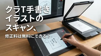 クラT手書きイラストのスキャン、修正料は無料にできる？