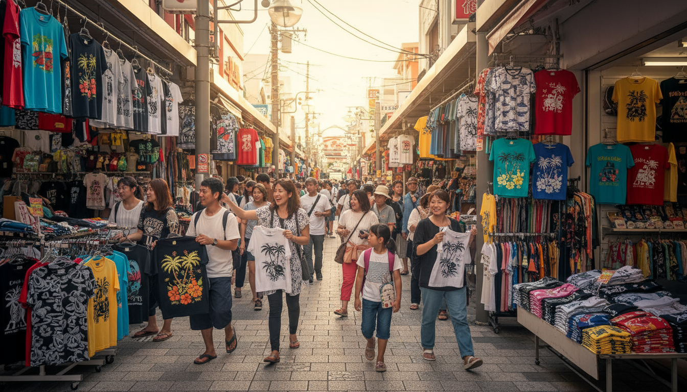 国際通りのTシャツは観光客と地元民双方に人気です